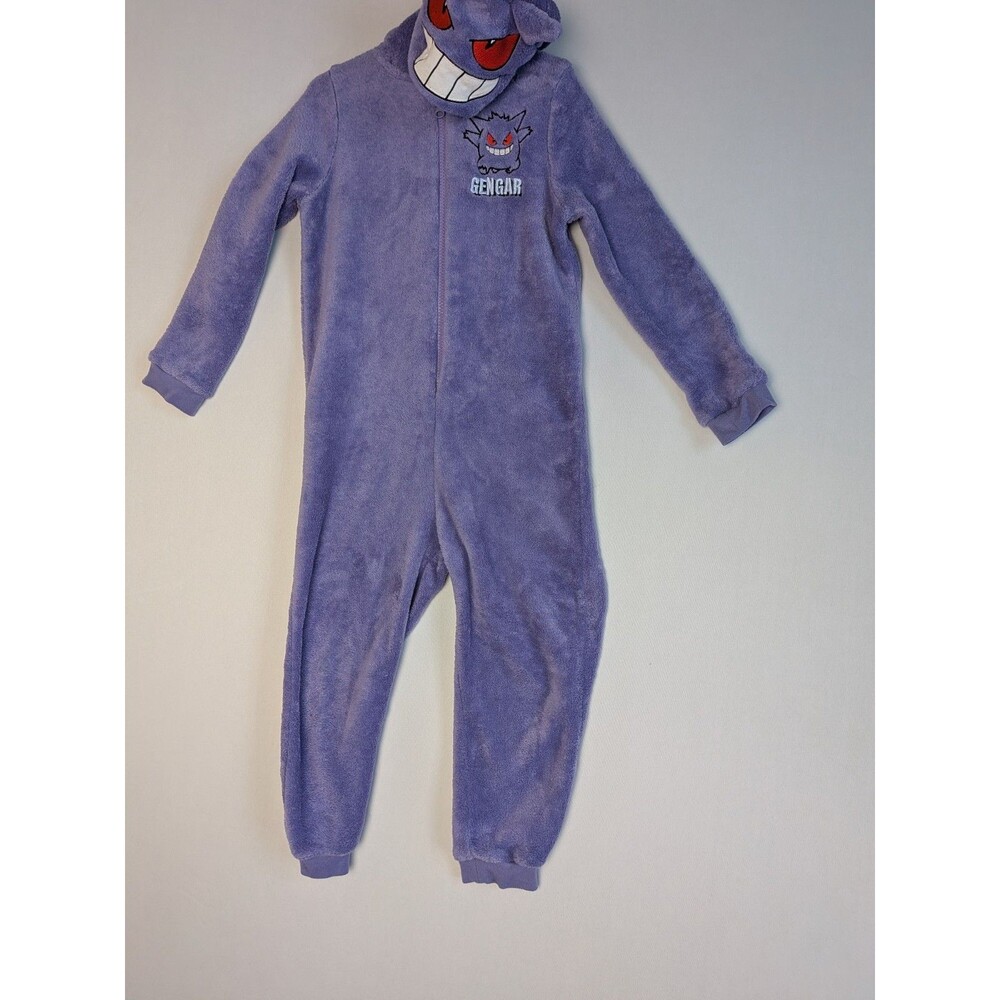 Boys Gengar Pokemon Hood Fleece Bodysuit Kids 5-6 (Fits A Little Small) Pajamas - Picture 2 of 14